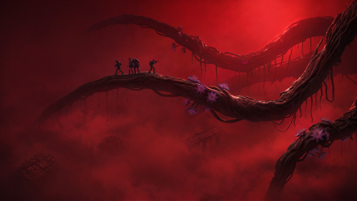 Once Human wide background key art of a post-apocalyptic landscape