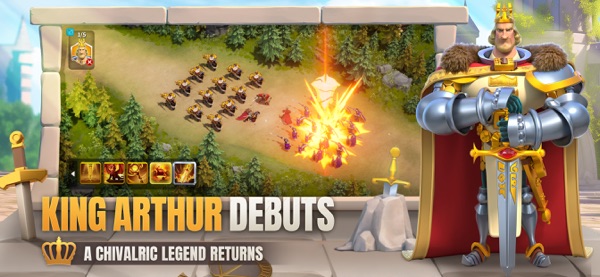 Rise of Kingdoms promotional battle screenshot showing large-scale army combat