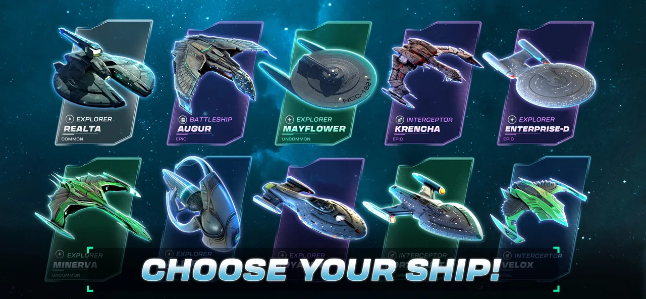 Star Trek Fleet Command official promotional screenshot showing a starship RPG-themed encounter